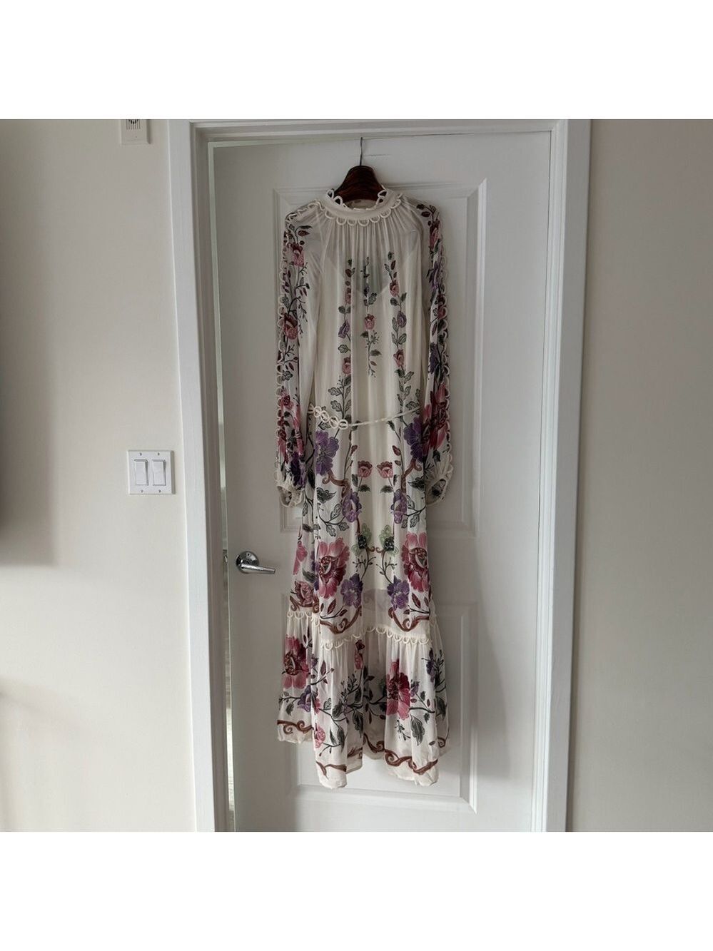 Farm Rio Cream Rococo Flowers Lace Maxi Dress - Picture 4 of 9